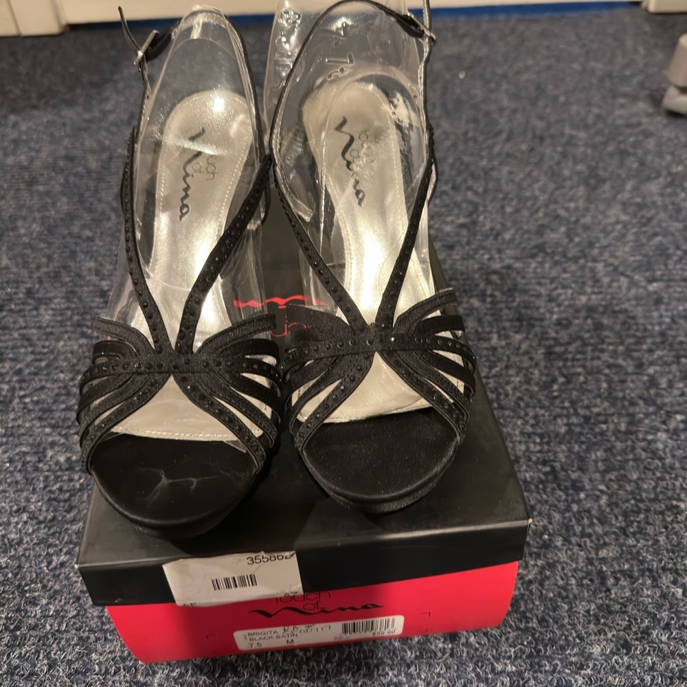 Nina Women's Black Strappy Heels